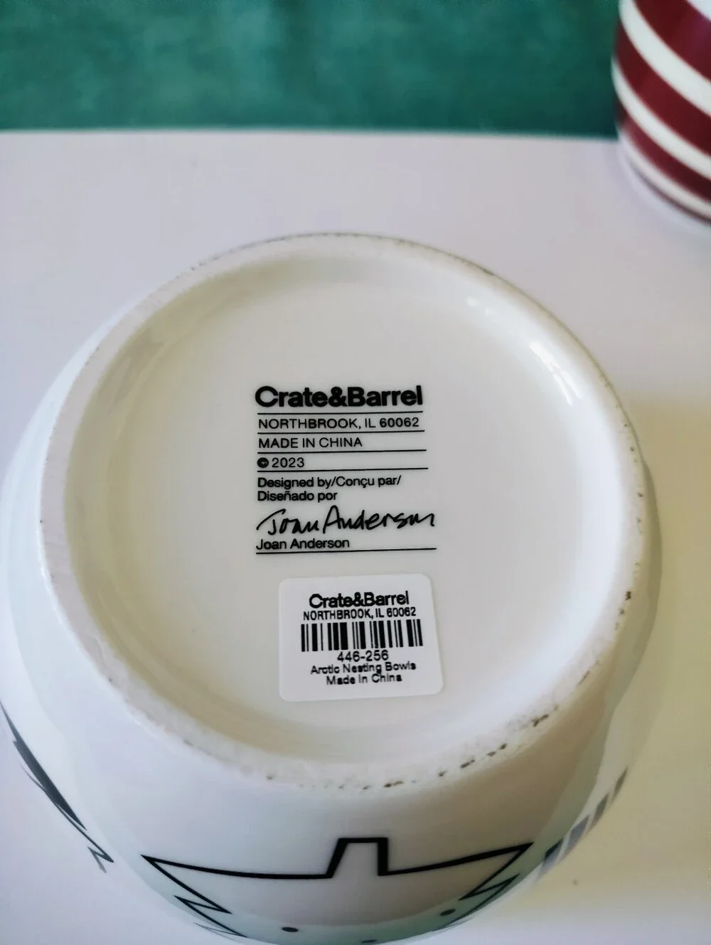 2023 Crate & Barrel Joan Anderson Arctic Holiday Nesting Bowls Set of 3